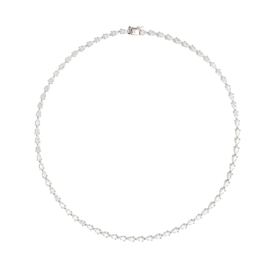 SILVER DROP TENNIS NECKLACE